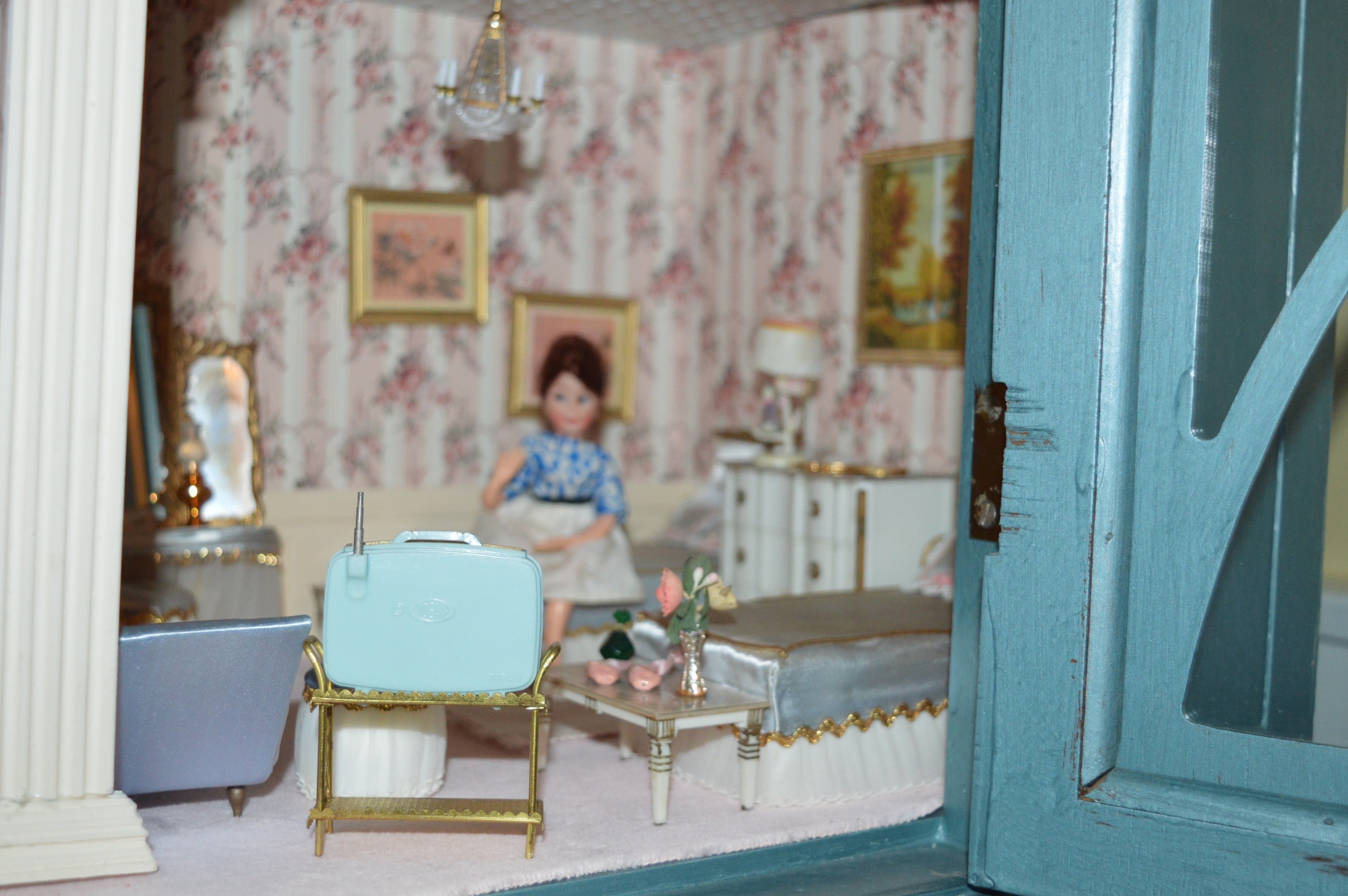 Vintage Petite Princess Dollhouse created in a Vintage China Cabinet