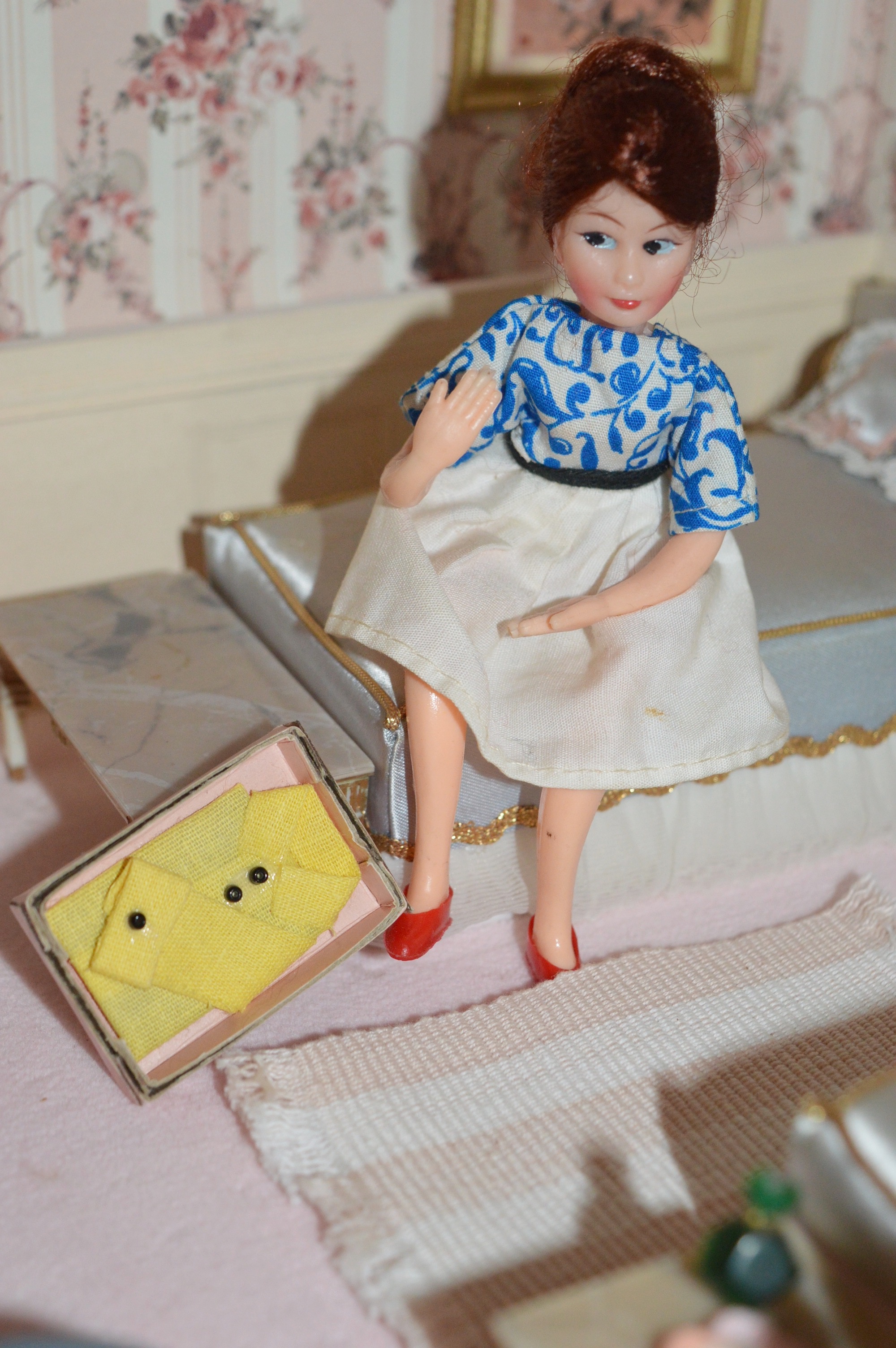 Vintage Petite Princess Dollhouse created in a Vintage China Cabinet