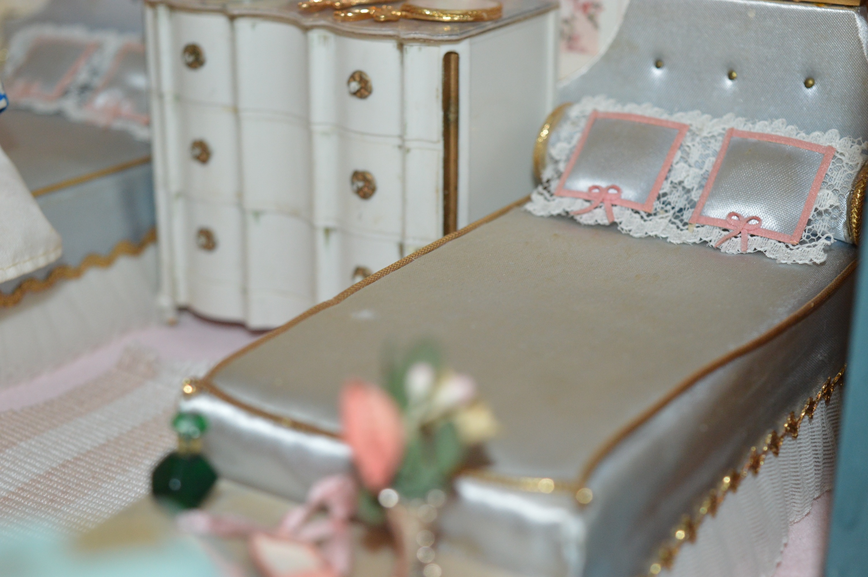 Vintage Petite Princess Dollhouse created in a Vintage China Cabinet