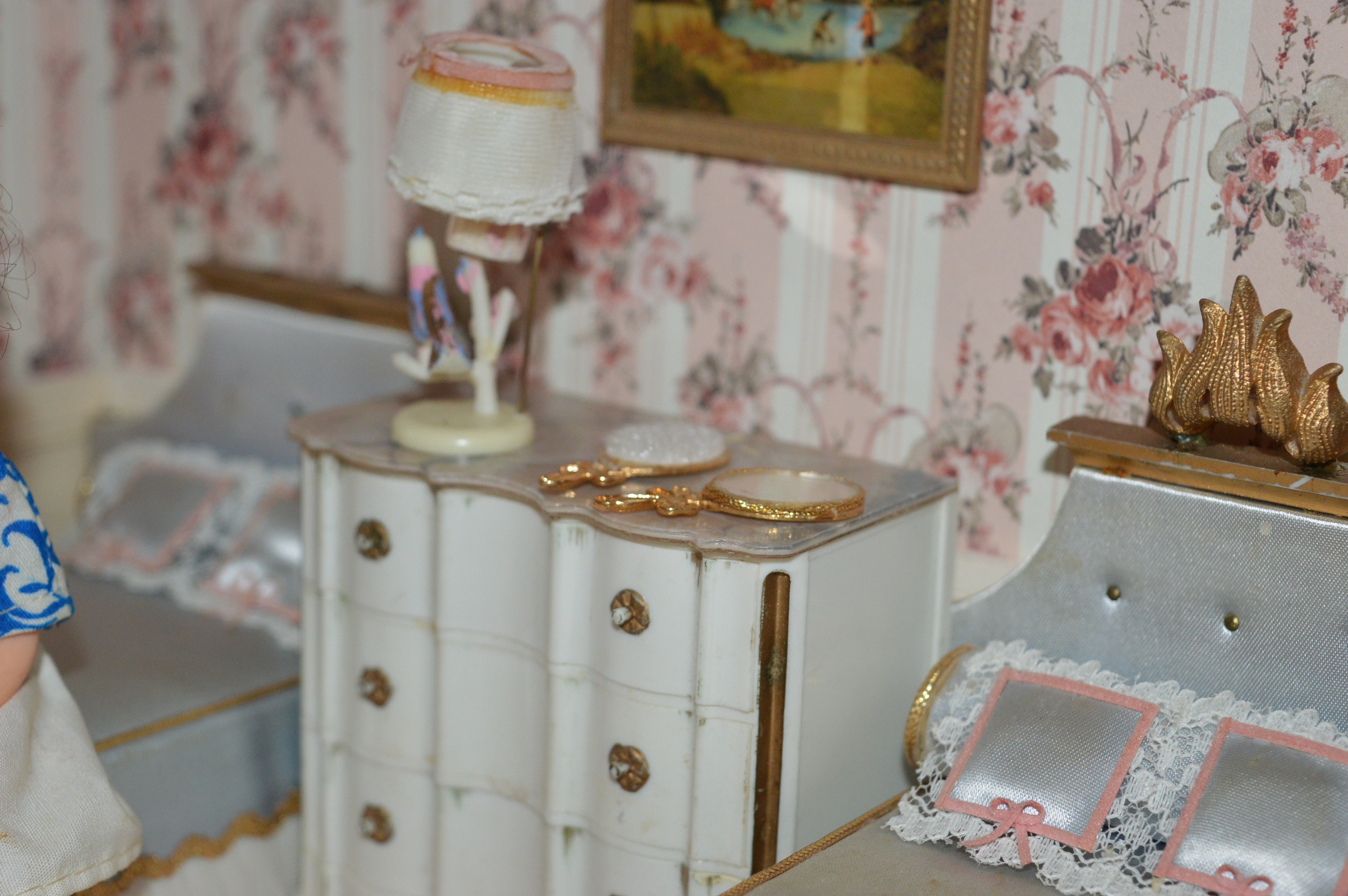 Vintage Petite Princess Dollhouse created in a Vintage China Cabinet