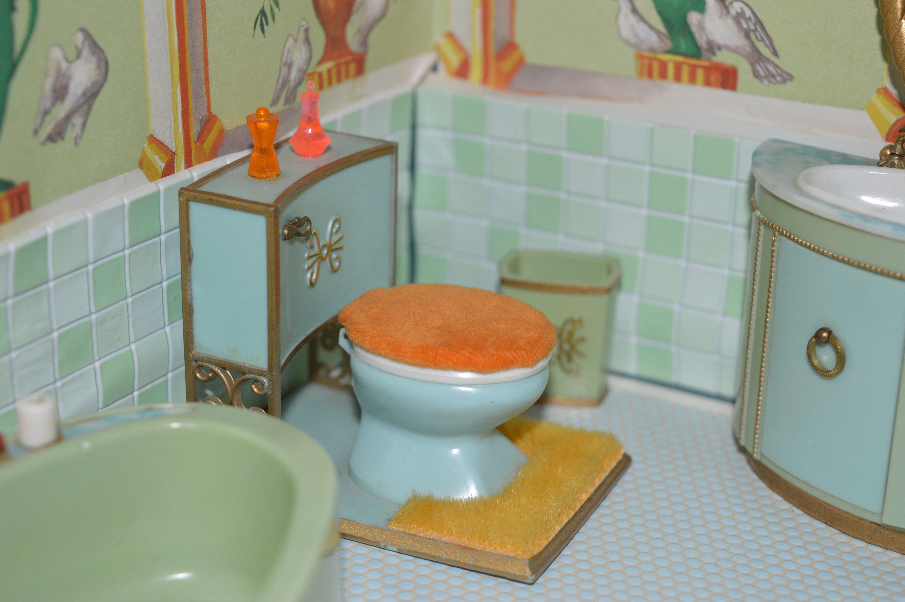 Vintage Petite Princess Dollhouse created in a Vintage China Cabinet