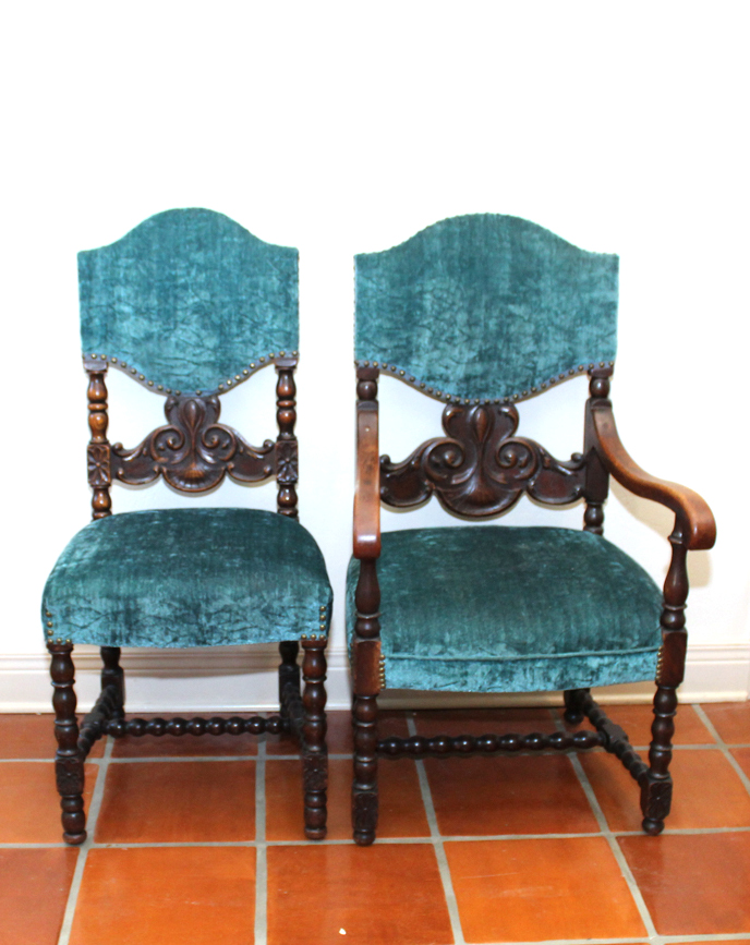 Antique Revival Style Oak Dining Room Chairs