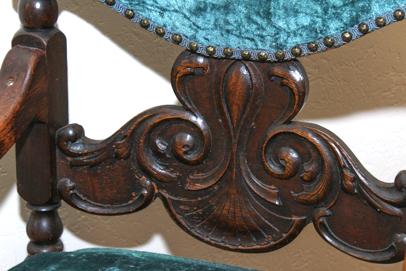 Antique Revival Style Oak Dining Room Chairs