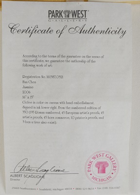 Hand Embellished Giclee "Jasmine" After Hua Chen