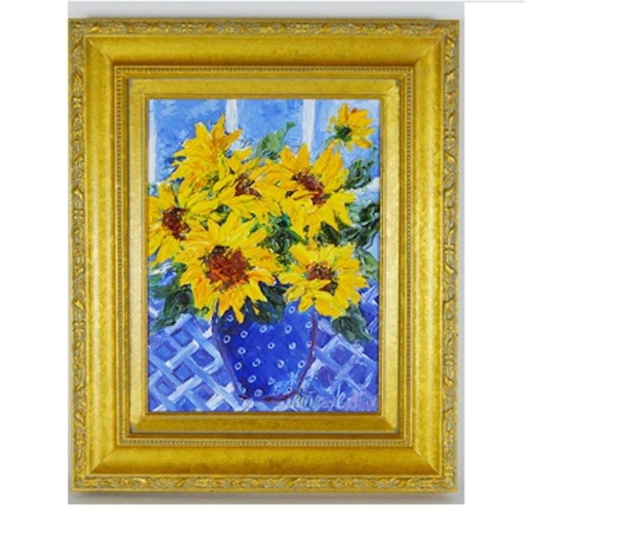 Barbara Heimann Original Oil Painting of Sunflowers