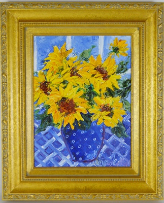 Barbara Heimann Original Oil Painting of Sunflowers