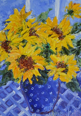 Barbara Heimann Original Oil Painting of Sunflowers