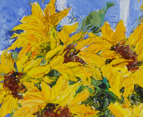 Barbara Heimann Original Oil Painting of Sunflowers