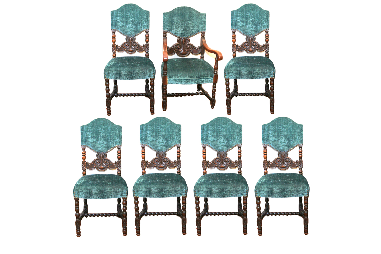 Antique Revival Style Oak Dining Room Chairs