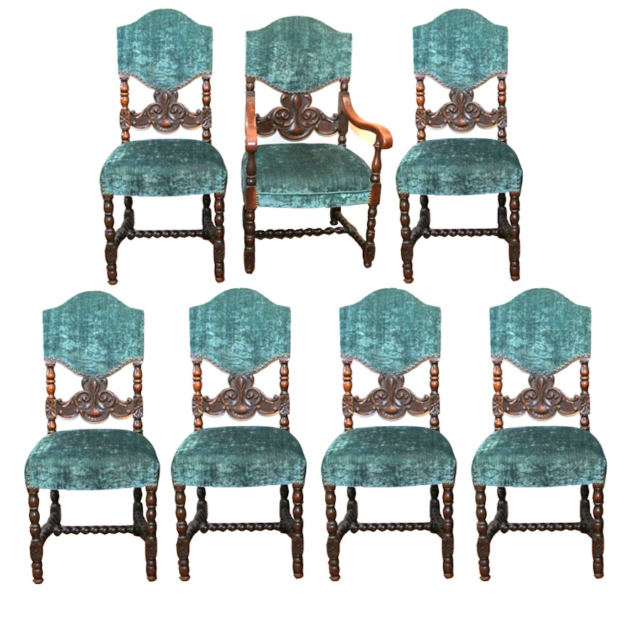 Antique Revival Style Oak Dining Room Chairs