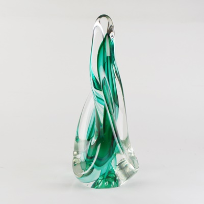 Jim Karg "Green Twist" Art Glass Sculpture