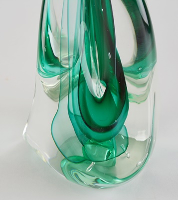 Jim Karg "Green Twist" Art Glass Sculpture