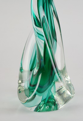 Jim Karg "Green Twist" Art Glass Sculpture