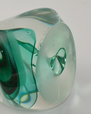 Jim Karg "Green Twist" Art Glass Sculpture