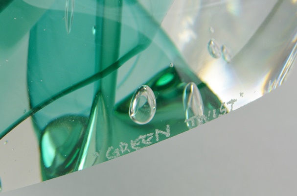 Jim Karg "Green Twist" Art Glass Sculpture