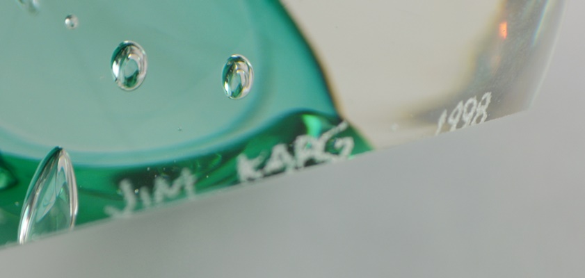 Jim Karg "Green Twist" Art Glass Sculpture