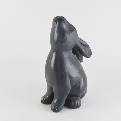 Black Ceramic Bunny Figurine