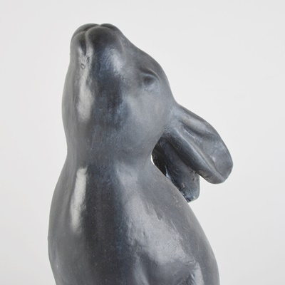 Black Ceramic Bunny Figurine