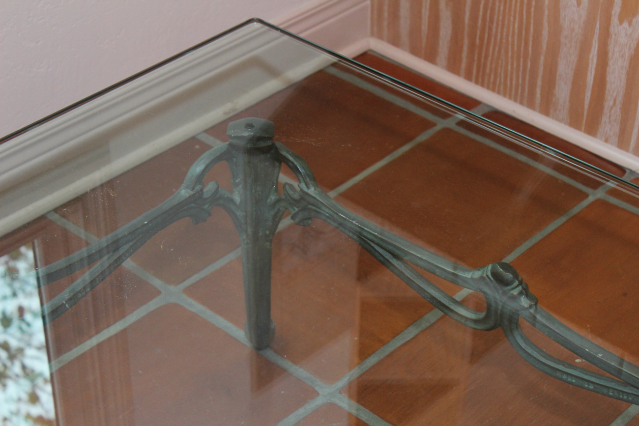 Glass-Top Cast Aluminum Coffee Table