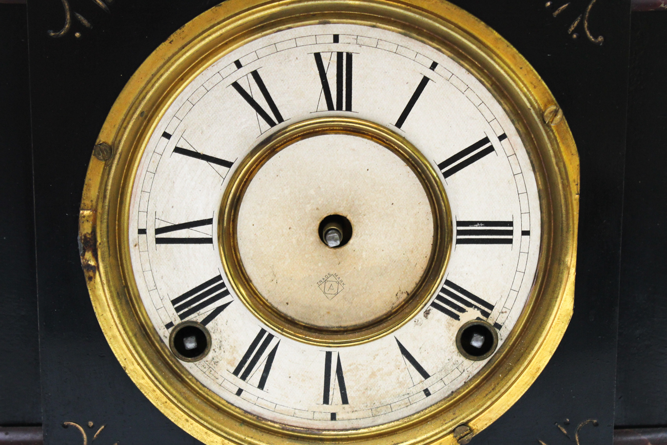 Antique Ansonia Cast Iron Mantle Clock With Lion Head Ornamentation