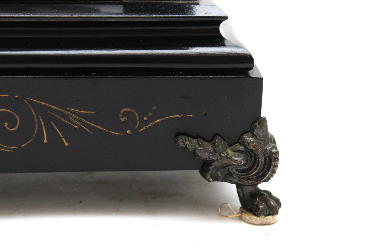 Antique Ansonia Cast Iron Mantle Clock With Lion Head Ornamentation