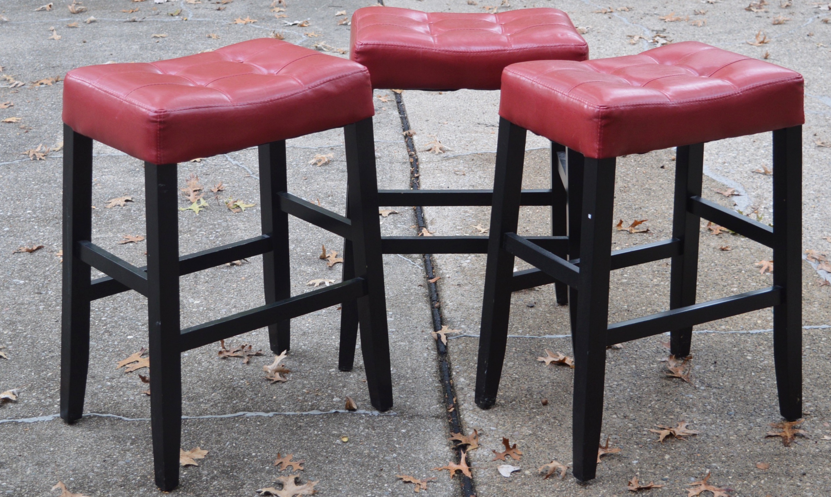 Three Bar Stools with Button Top Seats