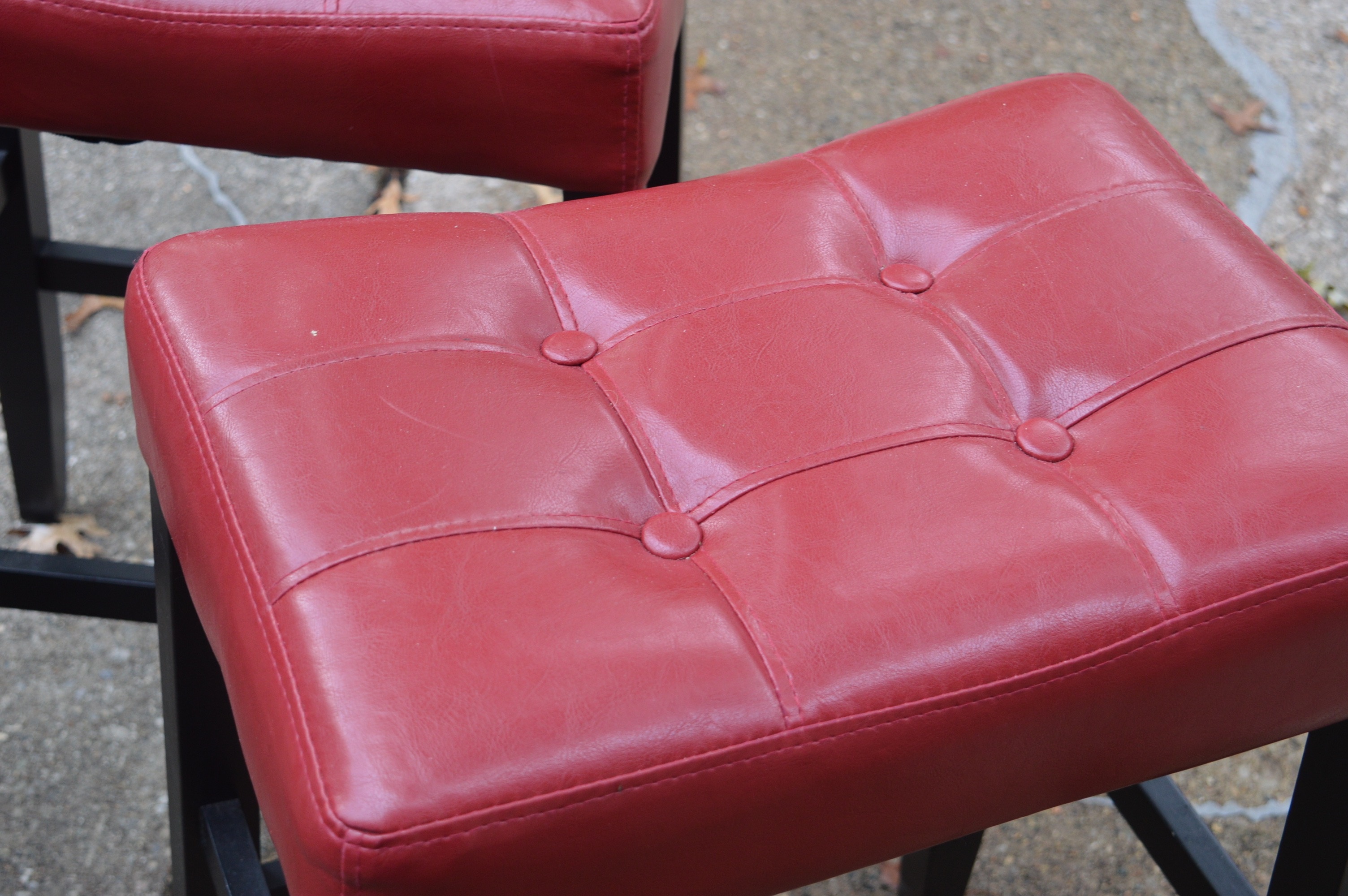 Three Bar Stools with Button Top Seats