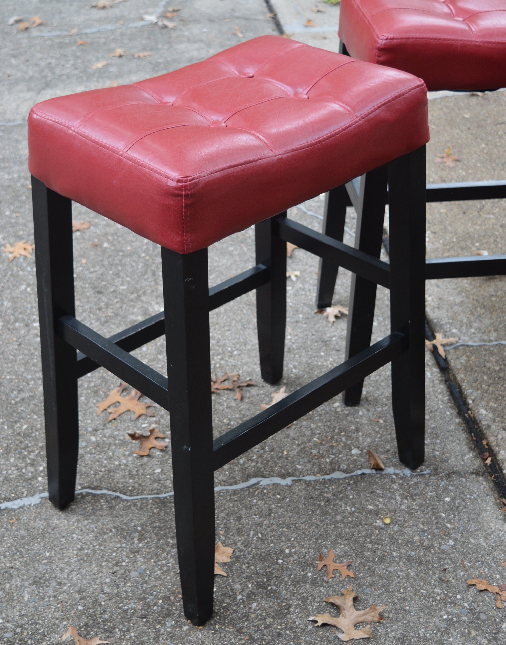 Three Bar Stools with Button Top Seats