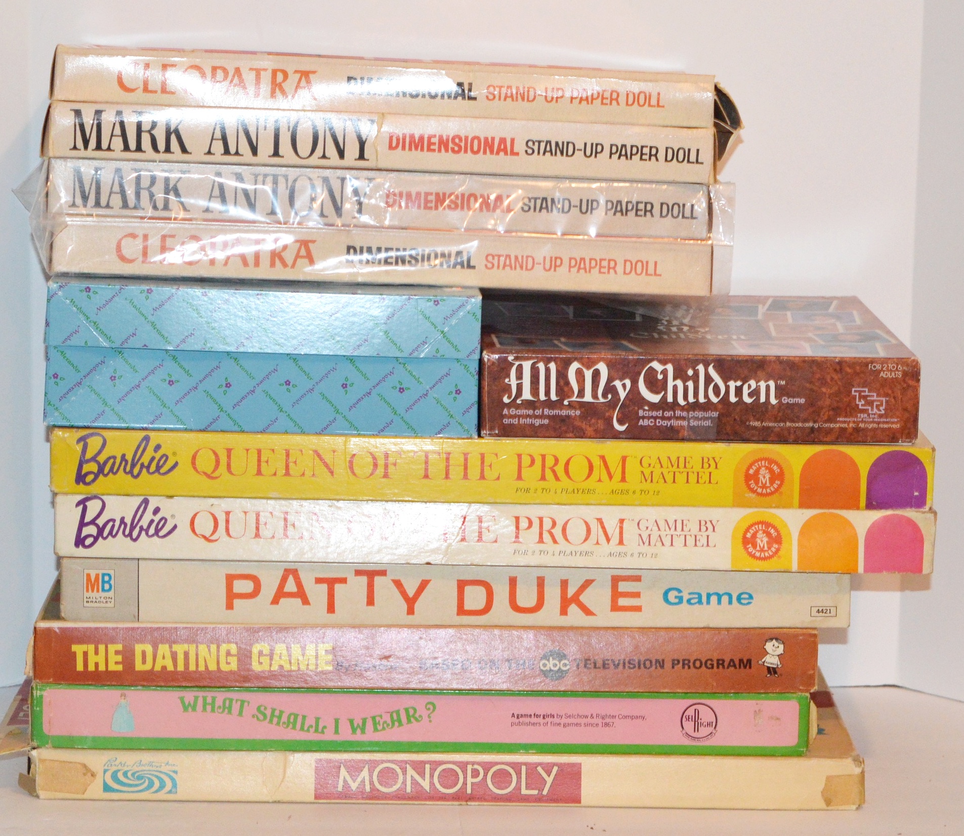 Assorted Vintage Games and One Madame Alexander Doll and Paper Doll Sets