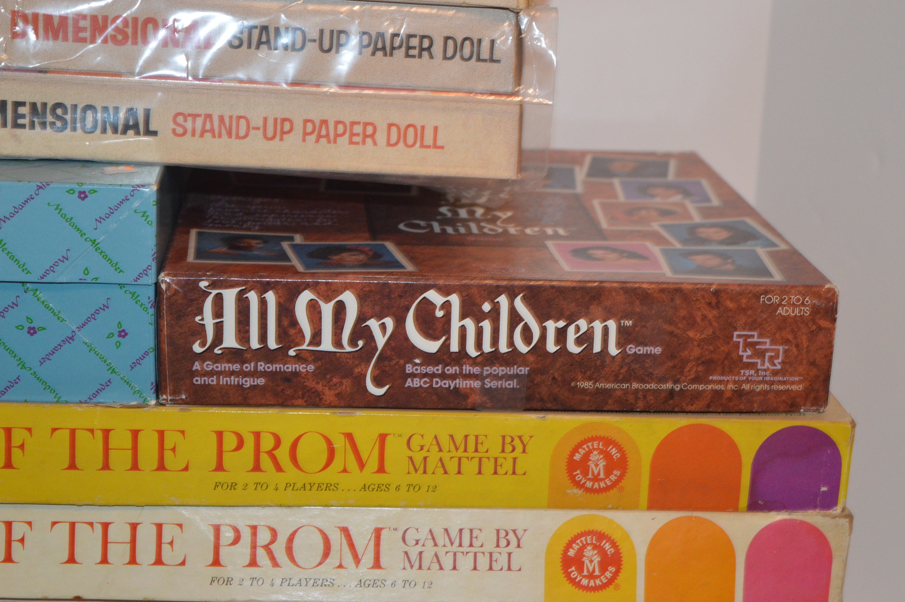 Assorted Vintage Games and One Madame Alexander Doll and Paper Doll Sets
