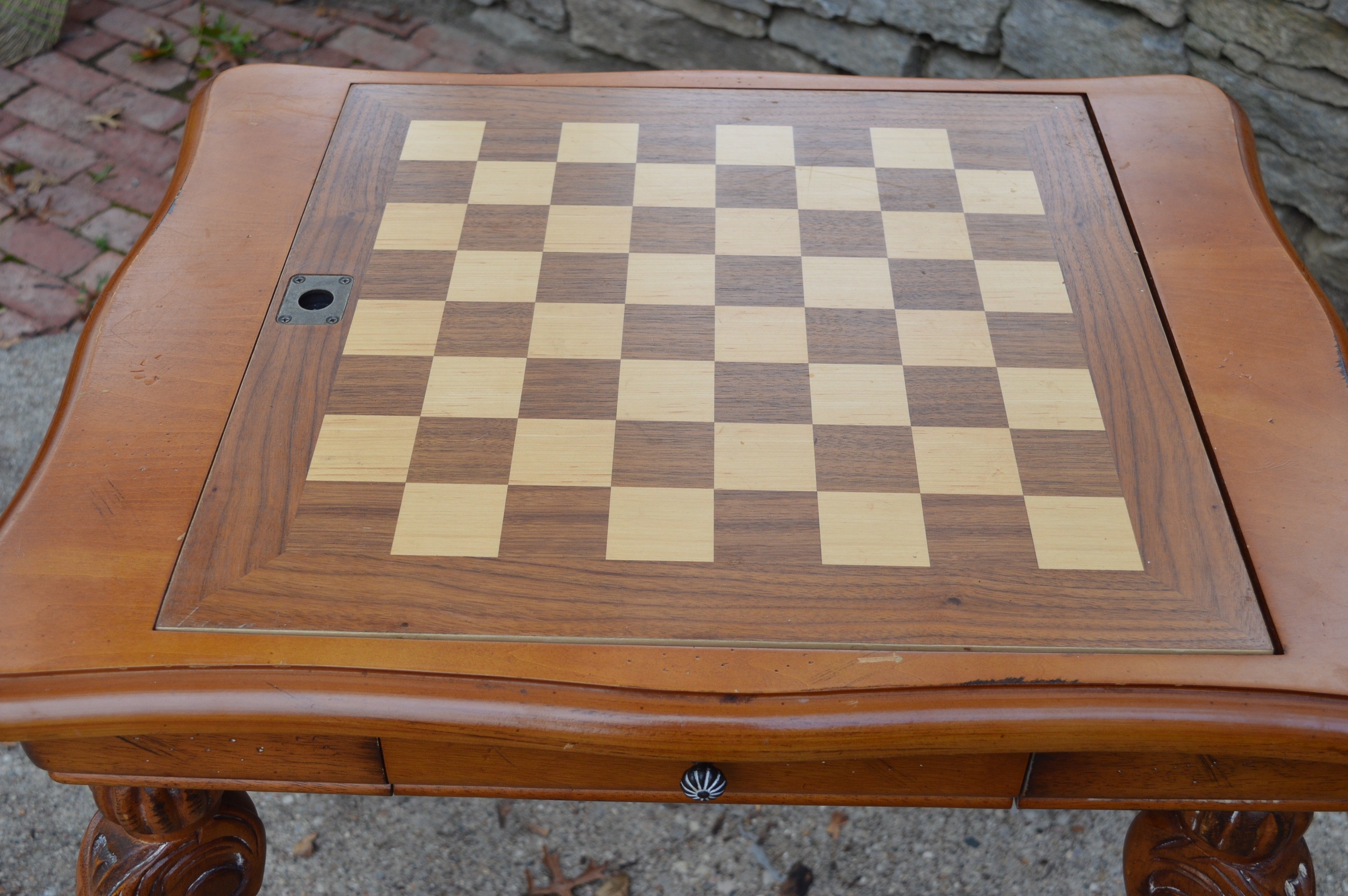 Double Sided Game Table with Carved Legs