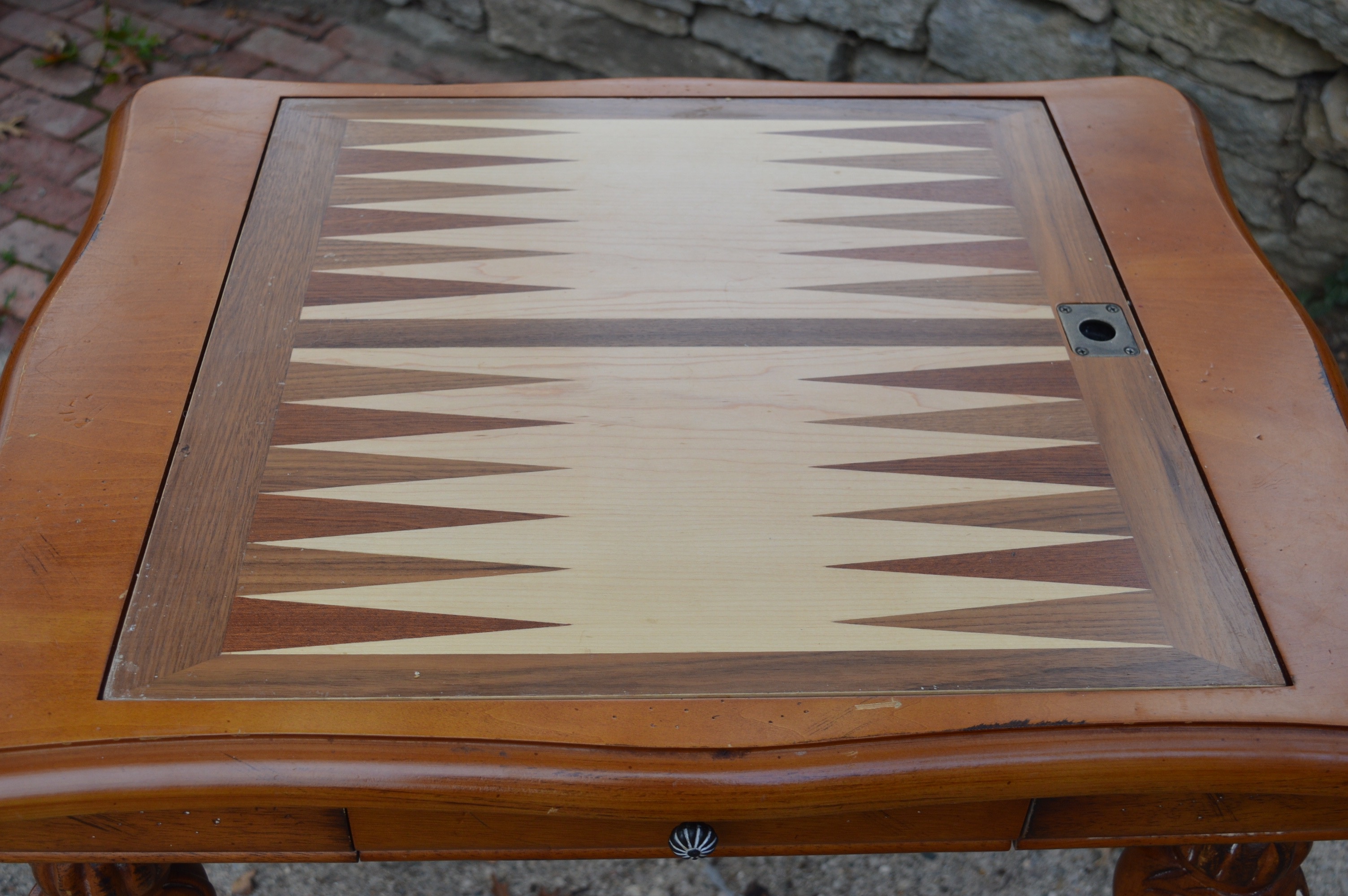 Double Sided Game Table with Carved Legs