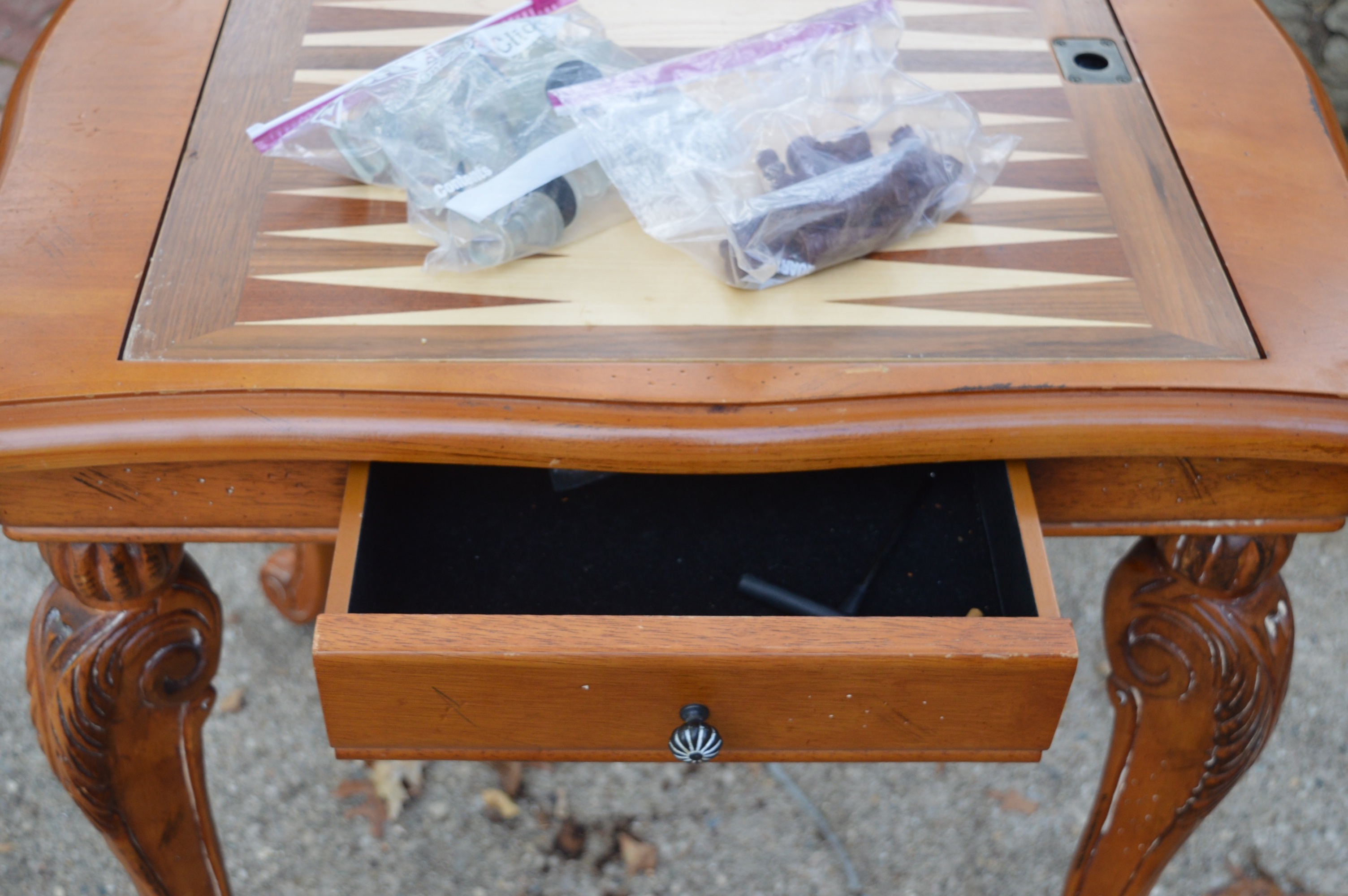 Double Sided Game Table with Carved Legs