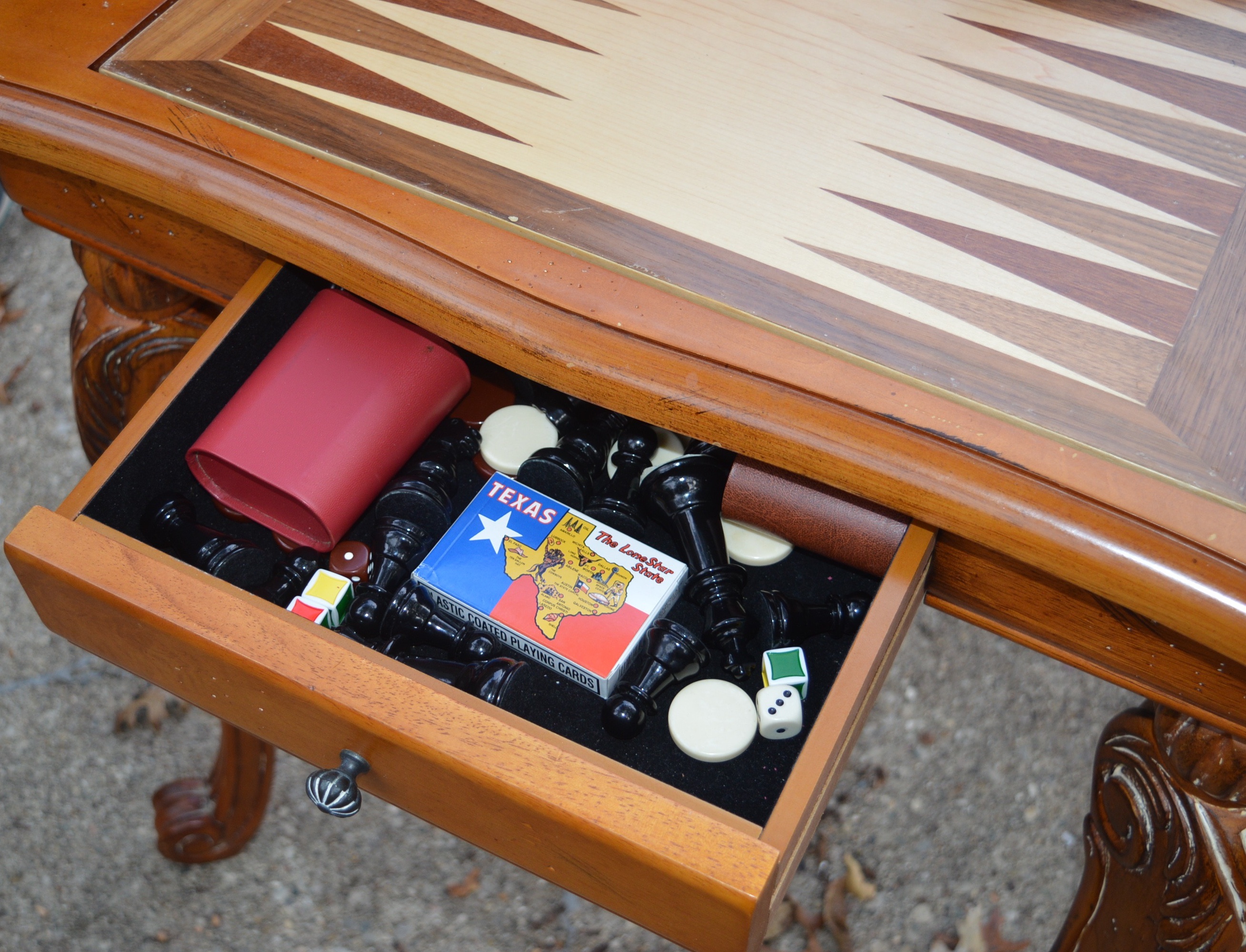Double Sided Game Table with Carved Legs
