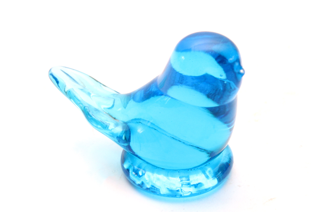 Signed Leo Ward Hand-Blown "Bluebird of Happiness" Glass Bird