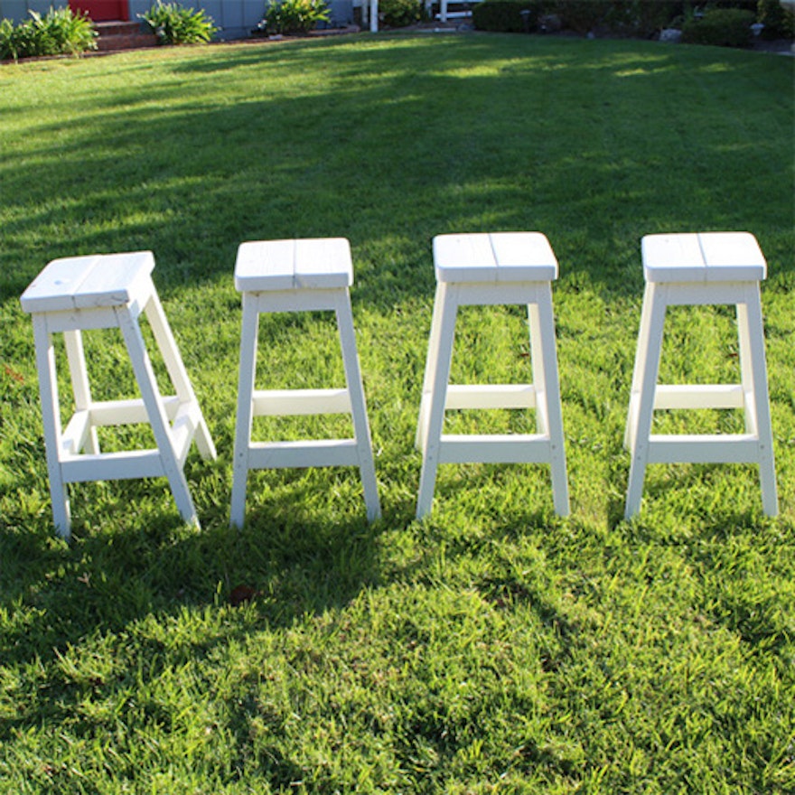 White Painted Wooden Stools