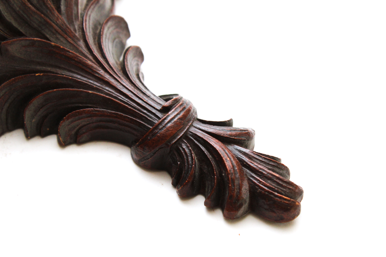 Pair of Solid Wood Wall Shelves With Deep Mahogany Stain