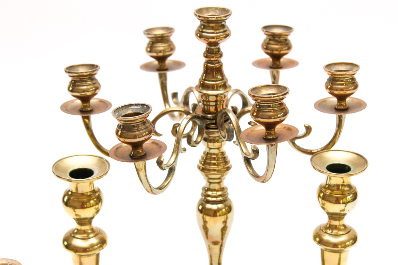 Brass Candelabra and Candleholders