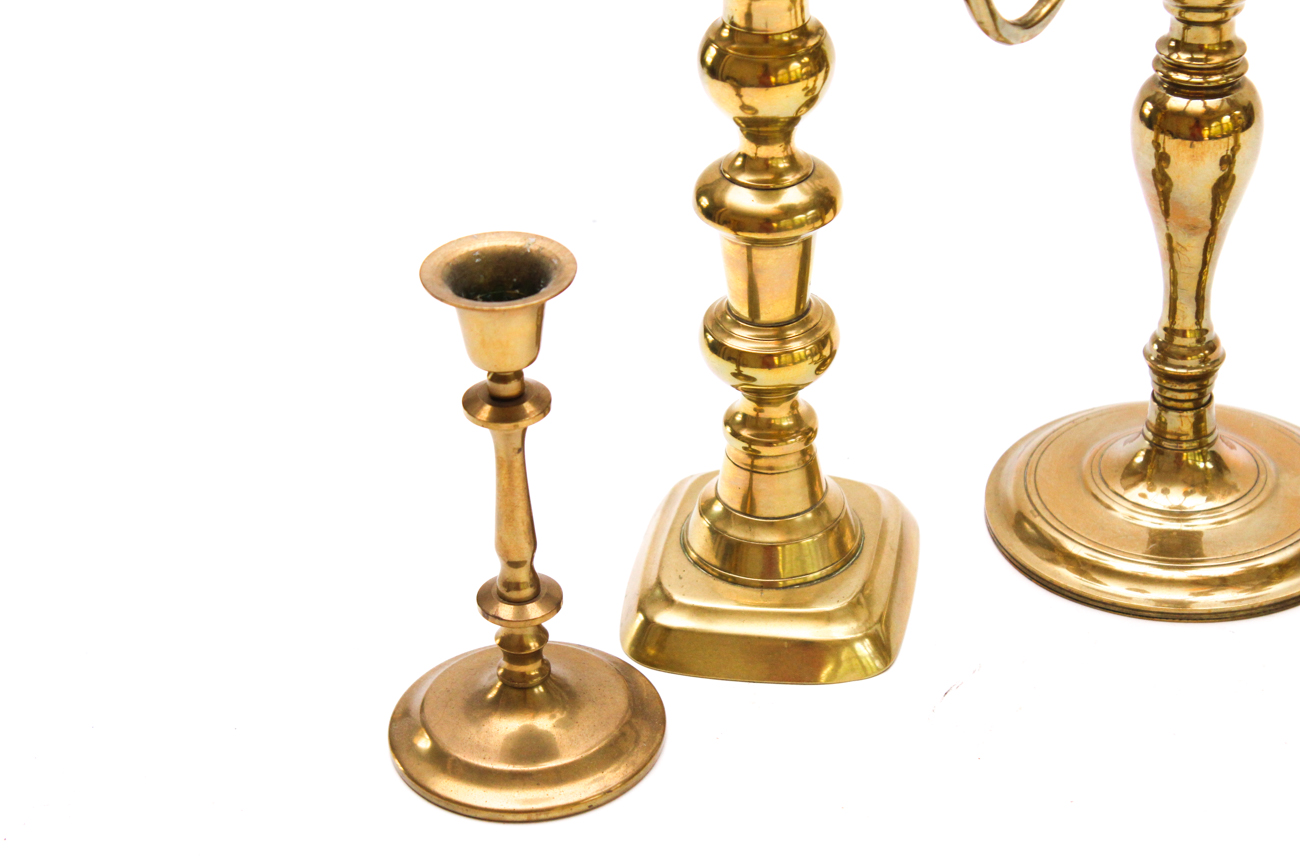 Brass Candelabra and Candleholders