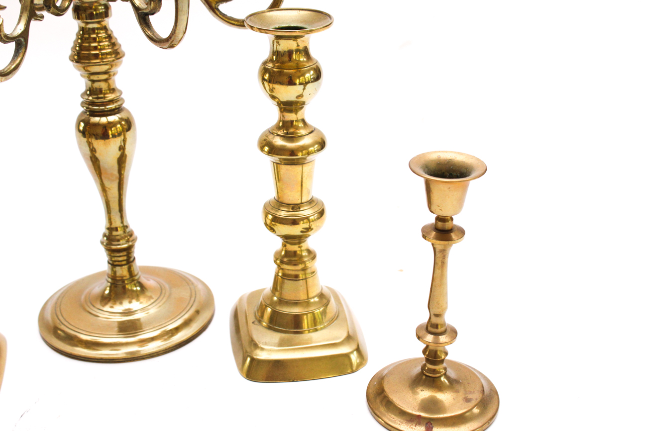 Brass Candelabra and Candleholders