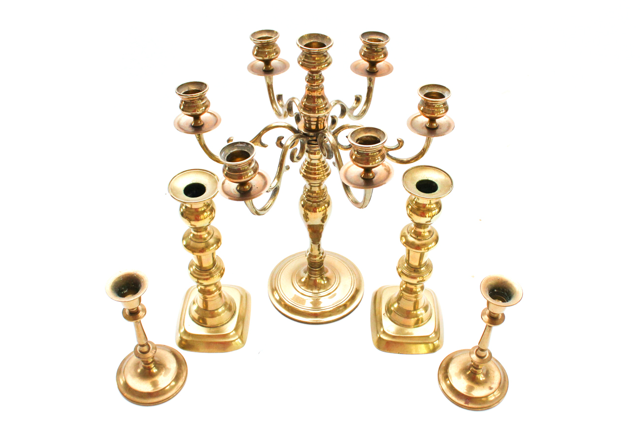 Brass Candelabra and Candleholders
