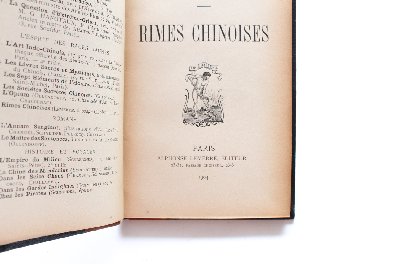 1904 Edition "Rimes Chinoises" By Matgioi (Albert de Pouvourville)