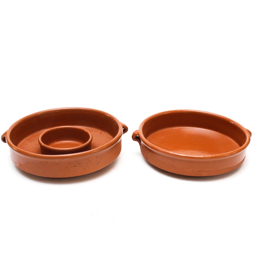 Pair of Hand-Thrown Terracotta Serving Bowls