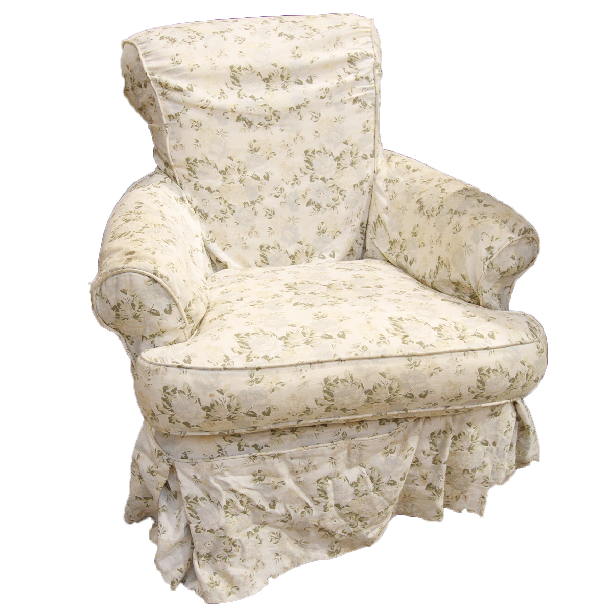 Moss Studio "Emma" Swivel Armchair with Floral Slipcover