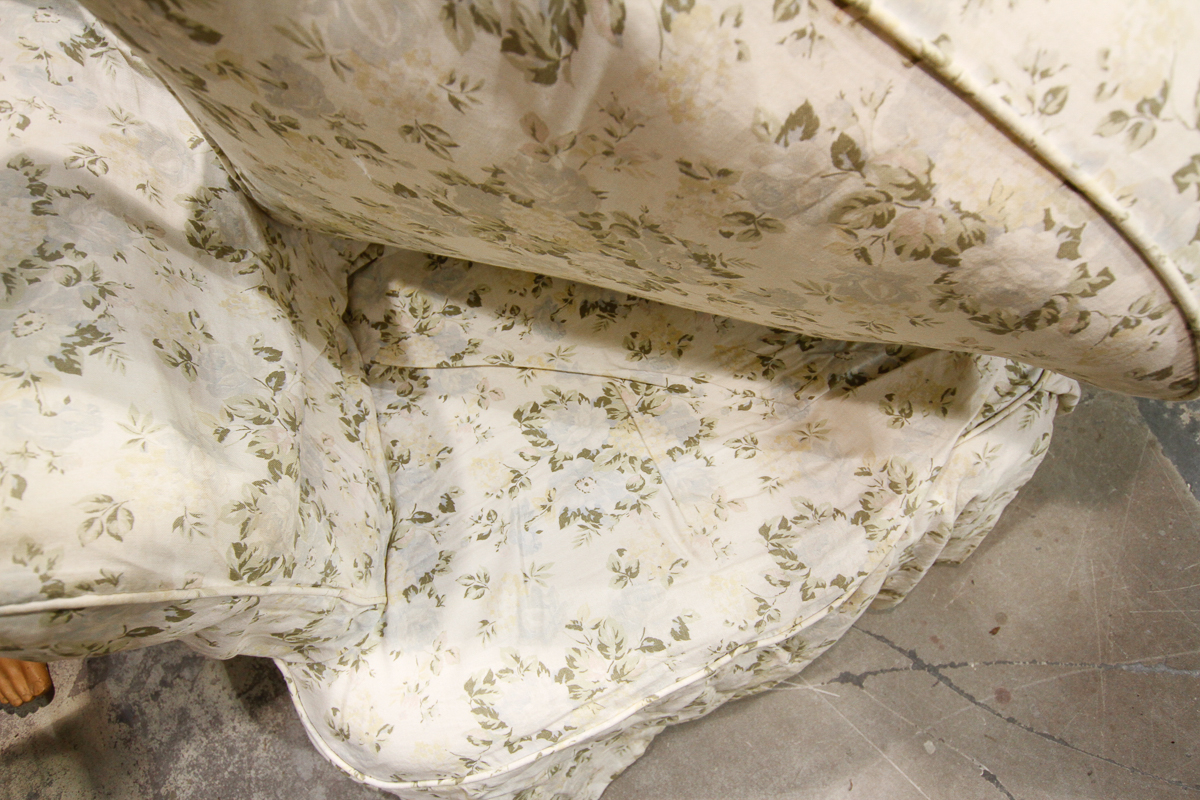 Moss Studio "Emma" Swivel Armchair with Floral Slipcover