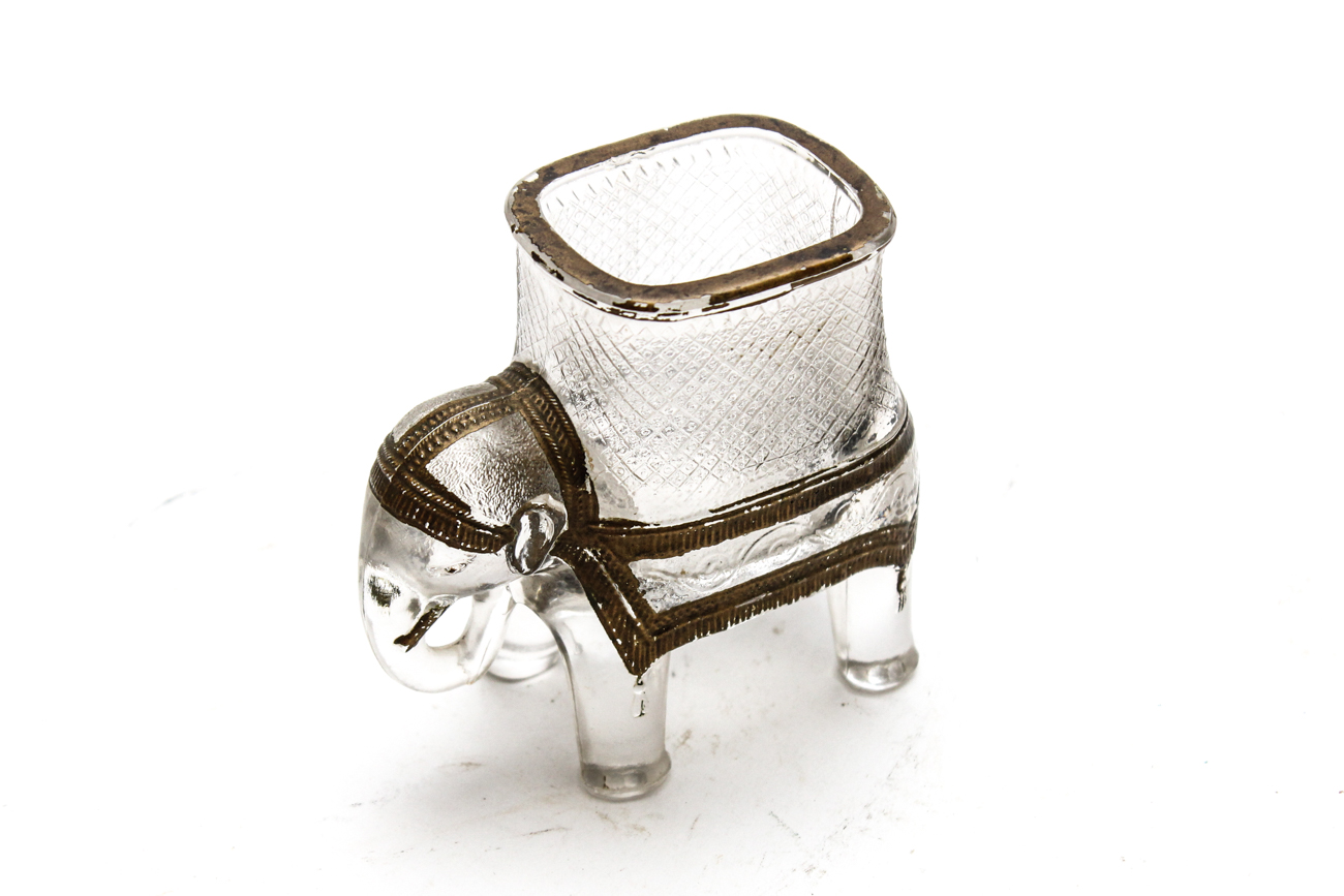 Antique "Baby Mine" Elephant Toothpick Holder By Enterprise Glass Company