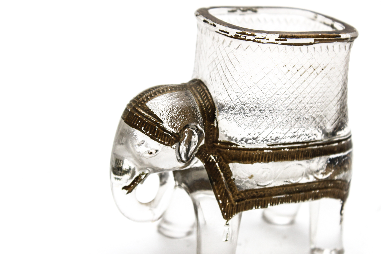 Antique "Baby Mine" Elephant Toothpick Holder By Enterprise Glass Company