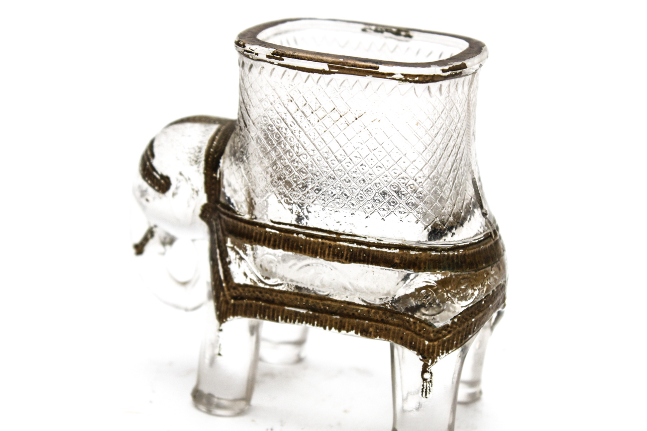 Antique "Baby Mine" Elephant Toothpick Holder By Enterprise Glass Company