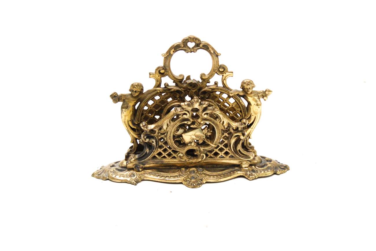 Antique Art Nouveau Bradley Hubbard Gilt Brass Letter Holder