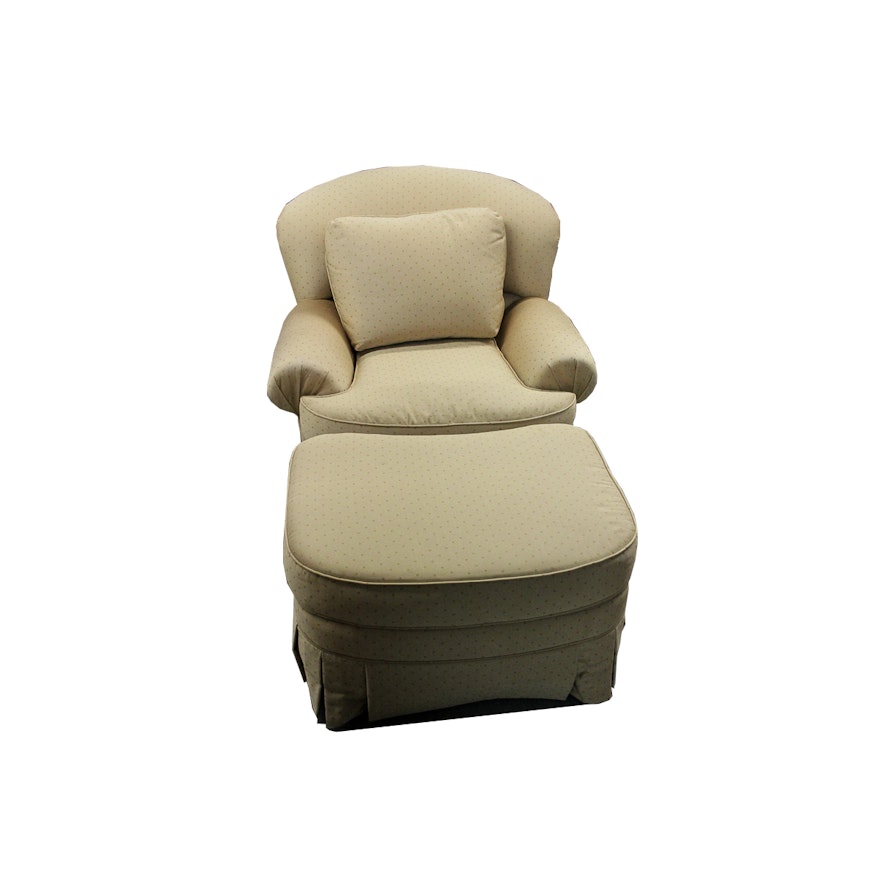 Upholstered Armchair with Ottoman